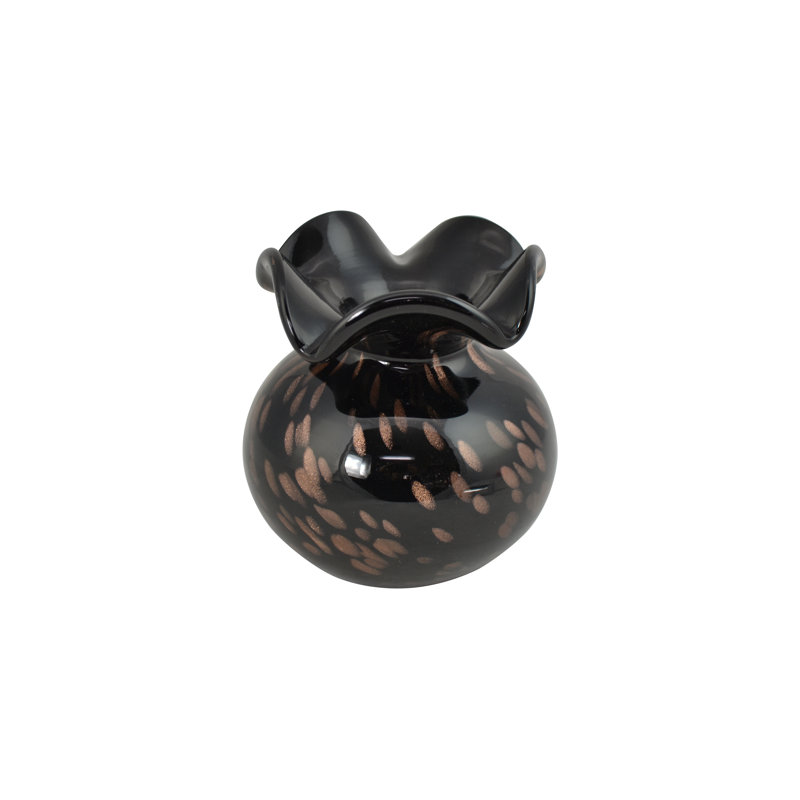 5" and Gold Speckled Glass Vase, Black