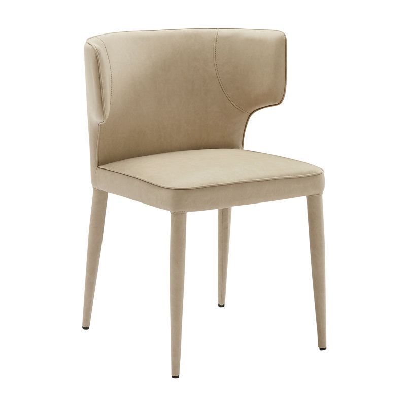 Kem 19.5'' H Faux Leather Upholstered Armchair, Faux Leather Taupe 