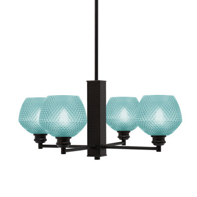Edge 4 Light Chandelier With 6" Glass