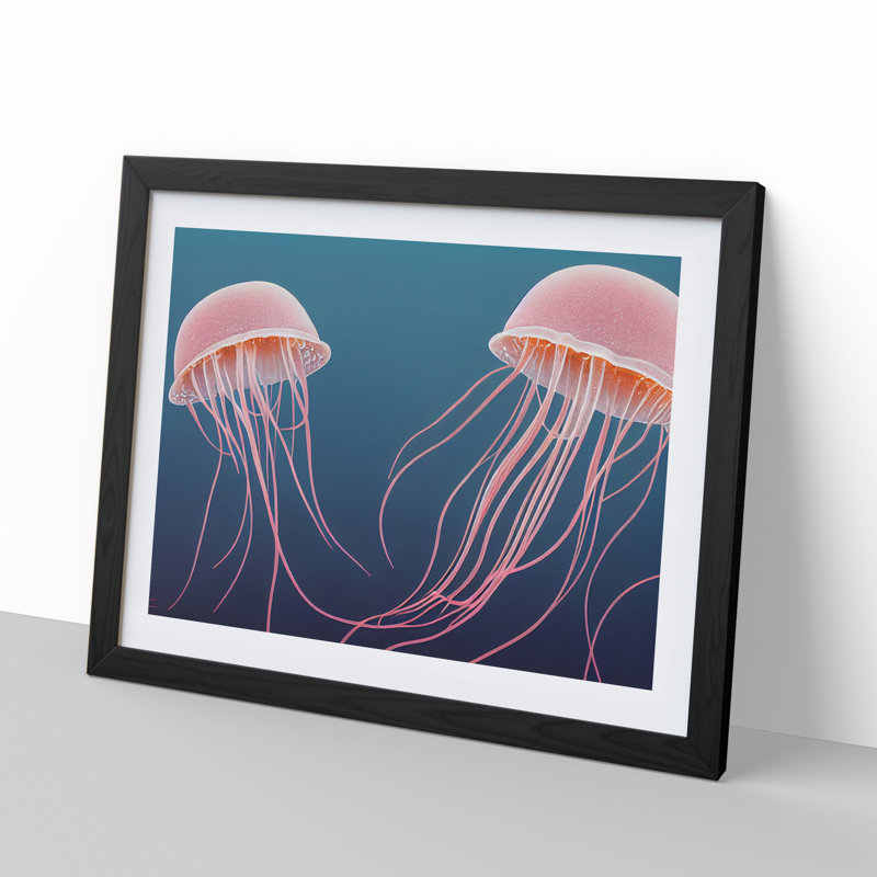Jellyfish Vol.4 - Single Picture Frame Print, Black Framed, 46cm H x 64cm W x 2cm D