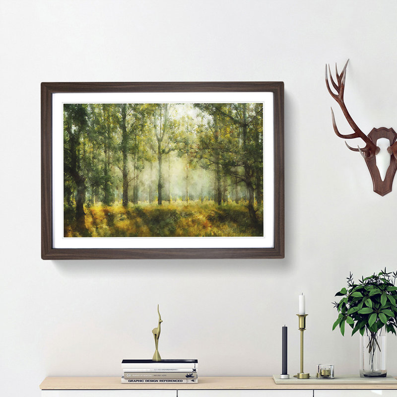 View of the Forest in the Spring - Framed Print, 62cm H x 87cm W x 2cm D, Walnut Framed