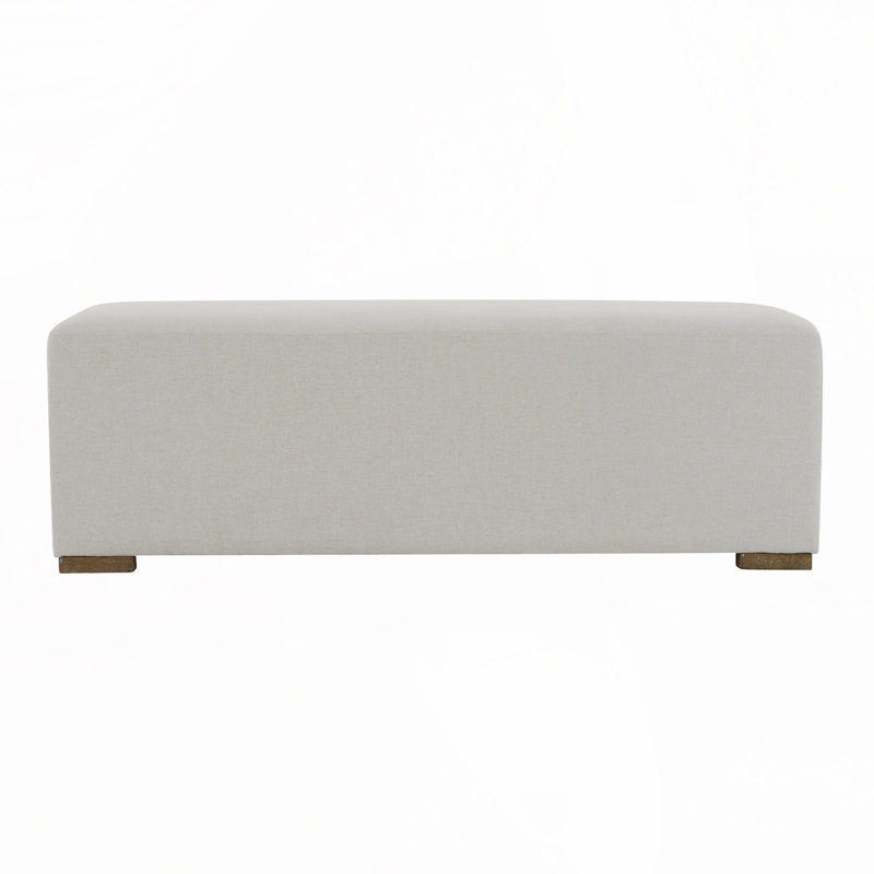 Fabric Bench with Wood Legs, for Living Room and Bedroom, White