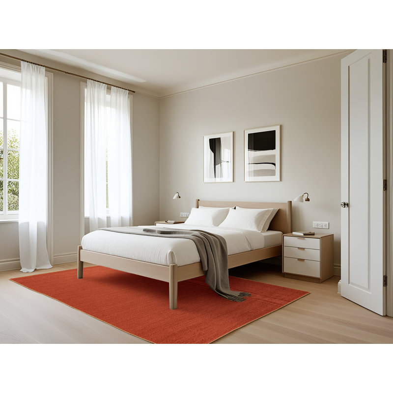 Tapis rouge uni lavable à la machine, Rectangle 5 pi x 7 pi