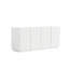 Rangement moderne à 4 portes en bois de pin blanc, largeur 59 po, design sculptural 3D, pour buffet de salle à manger, porte, bois, eau, autoportant