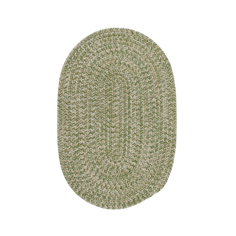 Tapis réversible intérieur / extérieur Freels - Tweed vert / blanc, Rond 7 pi