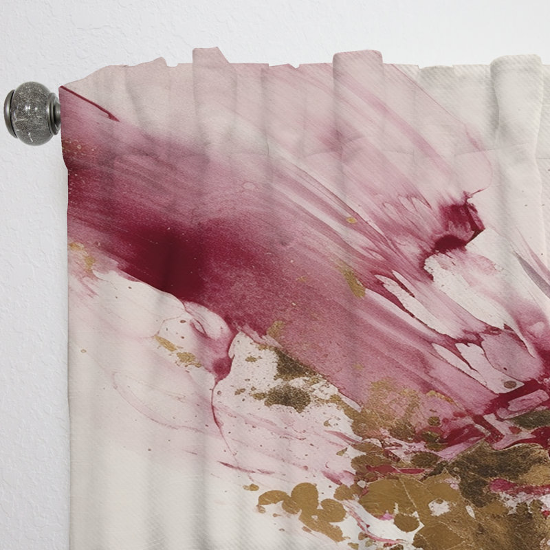 Gwylan Gold And Pink Fluid Fusion I - Modern Curtain - Velvet Room Darkening - 1 panel, 52" W x 84" L