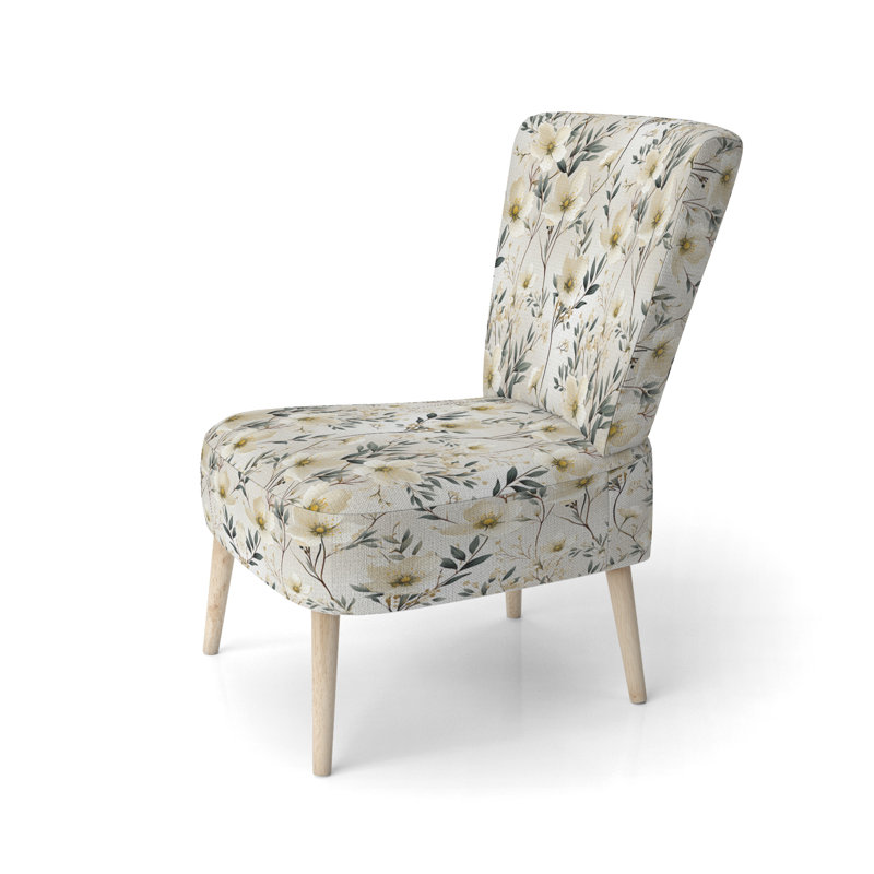Harmony of White and Blue Daffodil - Chaise d'appoint rembourrée Cottage