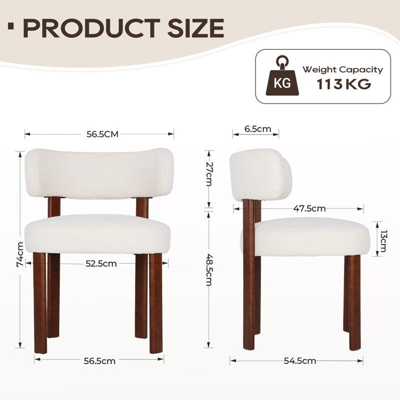 48.5cm H Upholstered Upholstered Back Side Chair, Fabric Beige
