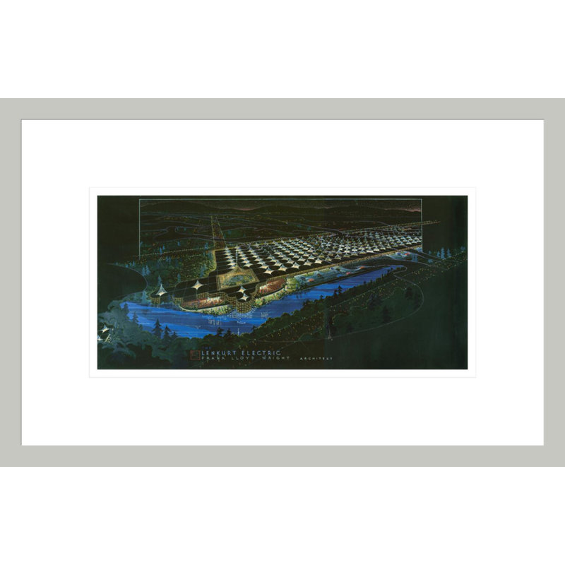 Lenkurt Electric Co. San Carlos CA (projet) par Frank Lloyd Wright - reproduction d'art encadrée, H 10,92 po x l 16,75 po