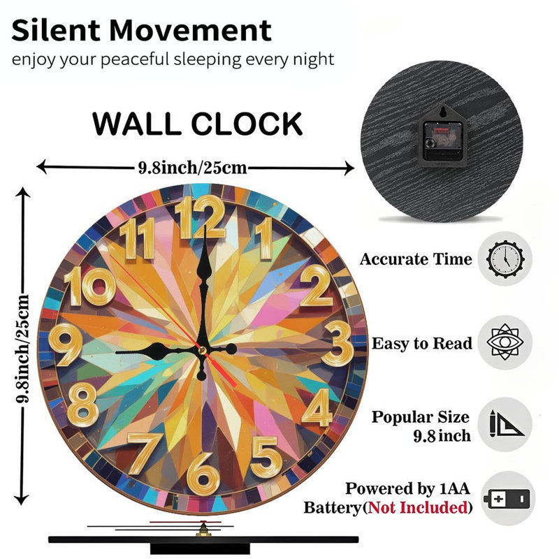 Horloge géométrique à chiffres dorés