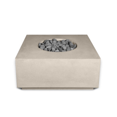 36"" Premium âterra 2"" Square Black Concrete Fire Bowl - Heavy Cement Natural Gas Fire Pit - Modern Outdoor Fire Table With Key Valve Gfrc (36â L X -  One Stop Outdoor, E-TERRA2-G-NG