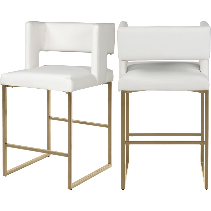 Inga Upholstered Counter Stool with Metal Frame, Brushed Gold