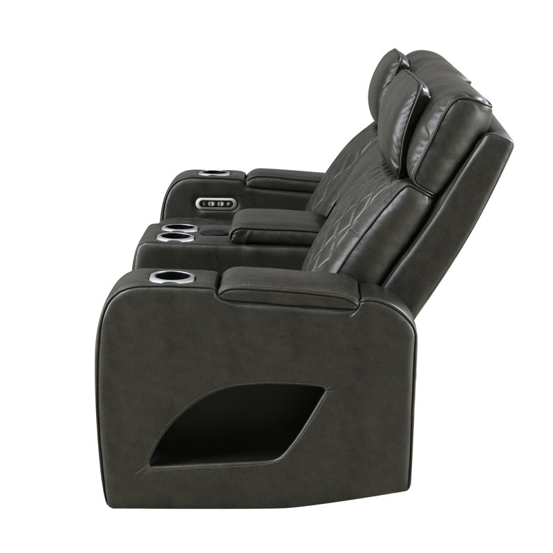 Causeuse en cuir synthétique gris foncé Taddeo
