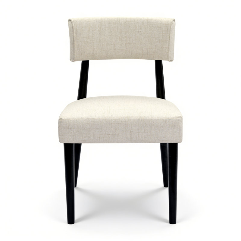 Chaise d'appoint rembourrée en bois massif, Blanc, Noir