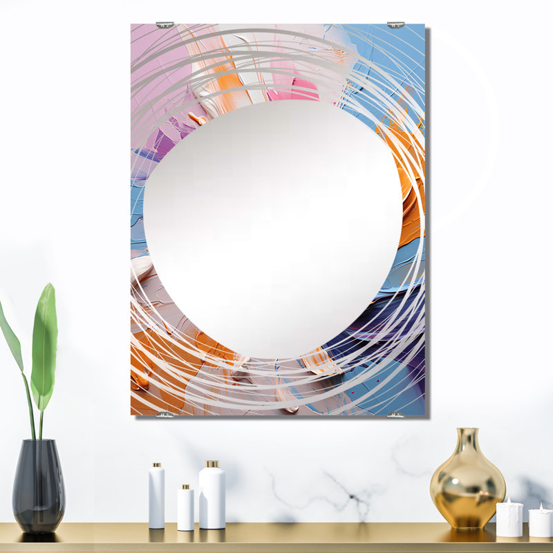 Oval - Grand miroir mural à encre liquide abstraite, 32 po x 24 po