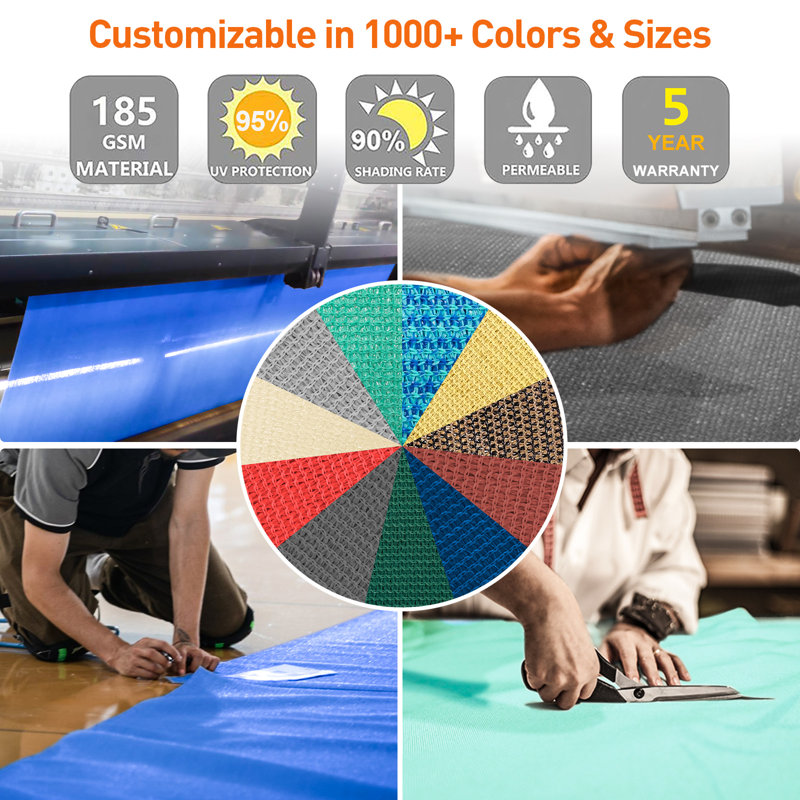 Customize Rectangle Sun Shade Sail, Sky Blue, 12' x 26'