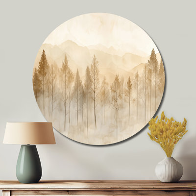 «Latte Forest Mist Glow I - Brown Woodland», œuvre d'art en métal