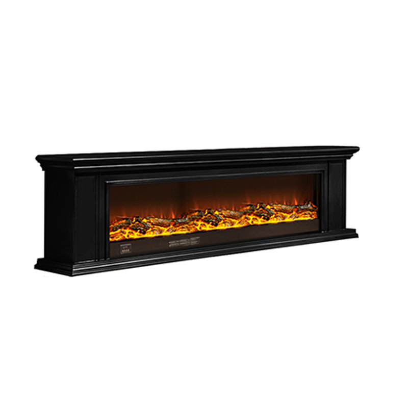 Meuble télé American Fireplace, Noir, noir, noir, noir, 78.74"