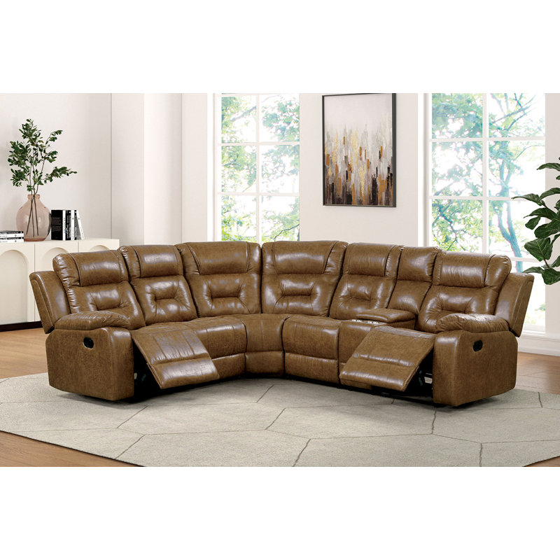 100.4" W Transitional Manual Sectional, Brown