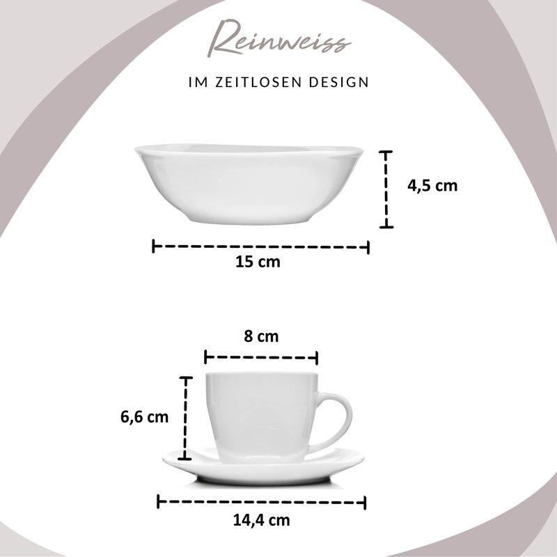 Aloma 36 Piece Bone China Dinnerware Set, Service for 6