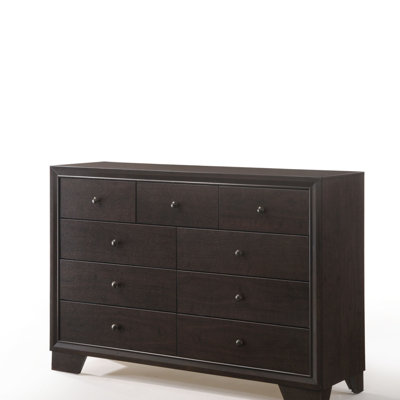 Commode à finition espresso Madison avec tiroirs spacieux et pieds en bois modernes pour un rangement élégant
