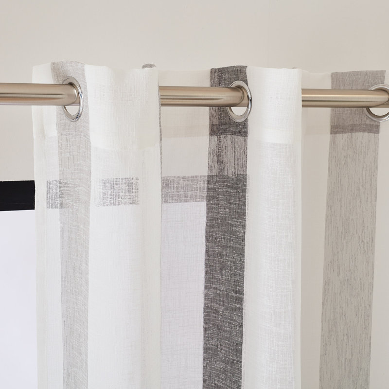 Timeo Sheer Curtain Single Panel, White/Grey