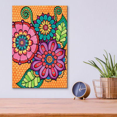 Art mural en verre brillant «Bright Bold Blooms» 6 pi par Hello Angel