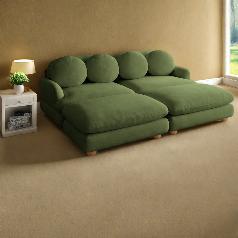 Canapés à compression, en chenille verte, assise profonde de 173 cm, canapé moderne pour la maison, Vert