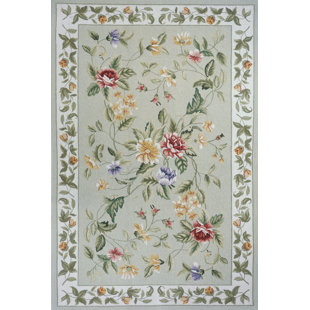 Andillac Handmade Hooked Wool Sage/Beige Rug
