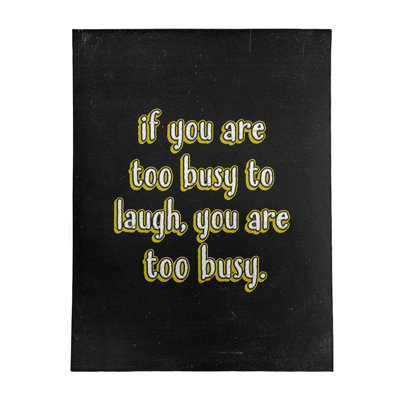 Tapis en chenille de polyester de style tableau noir «Make Time For Laughter»