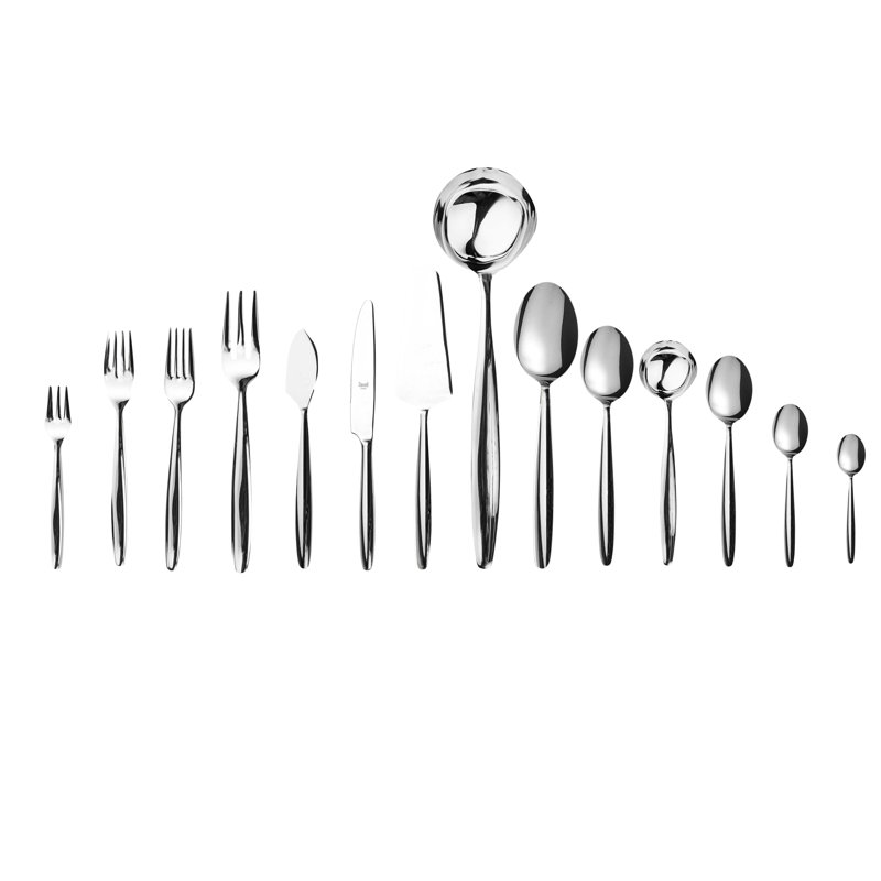 Ensemble de couverts Acqua avec couteaux H / H (configuration S) - 113 pièces - Acier inoxydable