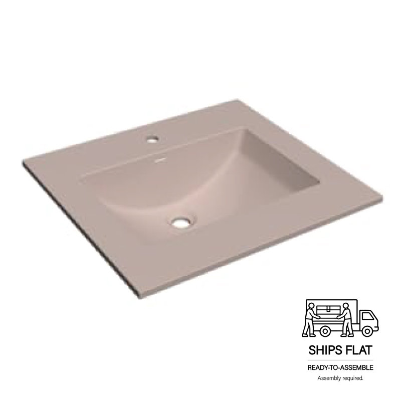 Comptoir de meuble-lavabo en résine de polyuréthane à surface solide avec lavabo, couleur durable, couleur uniforme, facile à nettoyer, trop-plein intégré, l 37 po x P 22 po