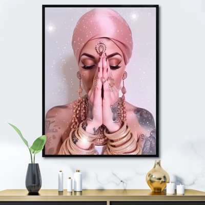 «Namaste Mudra Retro Pink Glam Woman I», reproduction sur toile