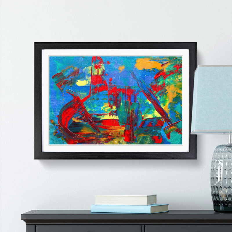 Abstract Art Painting Vol.296 by S.Johnson - Picture Frame Painting Print, 27cm H x 36cm W x 2cm D, Black Framed