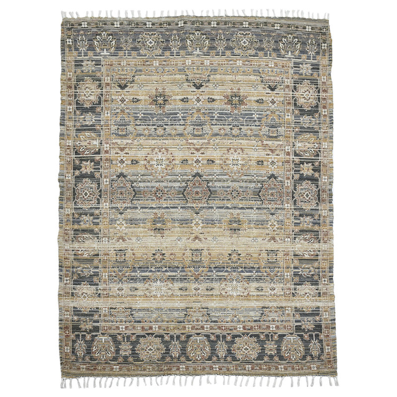 Botulf Oriental Handmade Flatweave Blue/Green Area Rug, Rectangle 5' x 7'6'