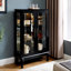 Vitrine avec portes en verre trempé, vitrine éclairée avec panneau arrière en miroir et tablettes réglables parfaites pour la maison ou le bureau (ampoule incluse) - Noir-1152648114