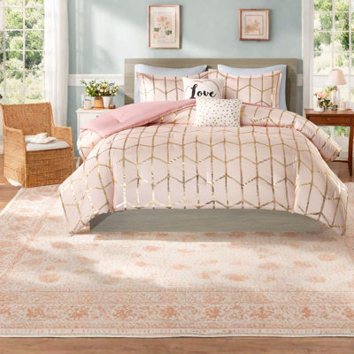 Modern King Bedding Sets, Blush Gold Polyester, Stylish Comfort