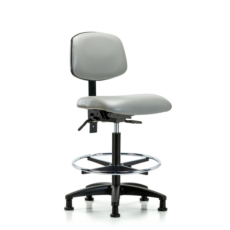 Barbosa Vinyl Drafting Chair, Dove, Glides, Included