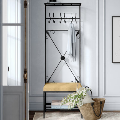 Ahjanay 24 " Wide Hall Tree with Shoe Storage and Shelves