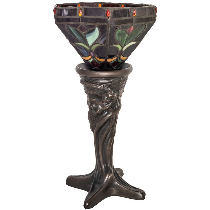 Craybrough Torchiere Table Lamp, Green/Ivory, 15" H x 7.5" W x 7.5" D