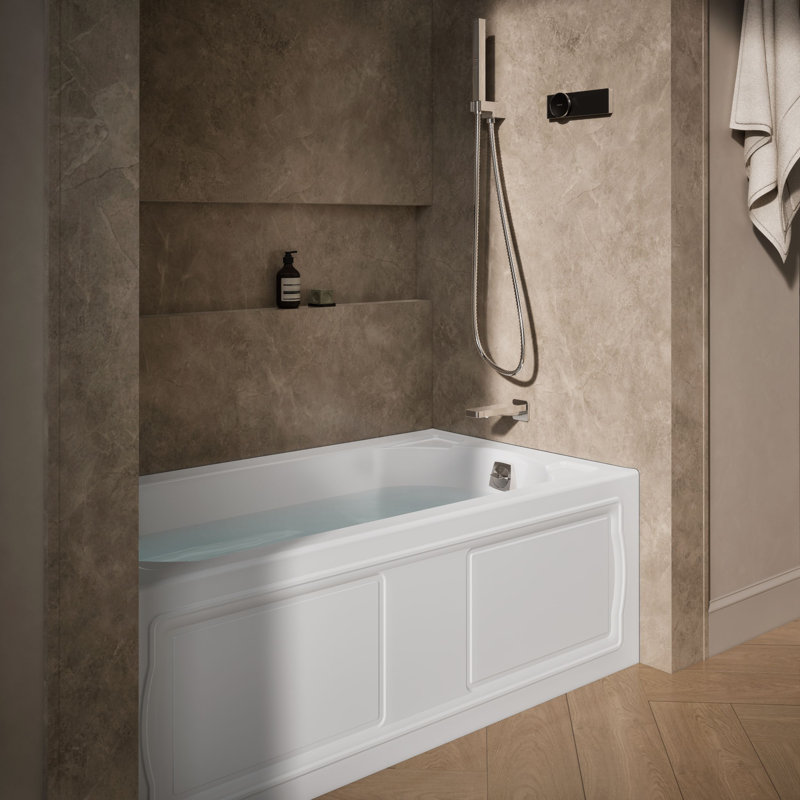 Devonshire 60" x 32" Alcove Whirlpool Acrylic Bathtub, White, Right