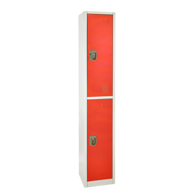 72" x 12" x 12" 2-Door Steel Key Lock 2-Tier Locker - Employee & Student Storage for Schools, Gym, Workplace - Includes Shelves, Hooks, Ventilation & Card Holder - Easy Assembly