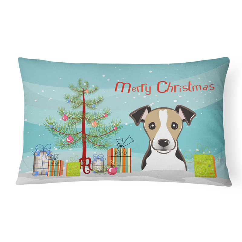 Coussin décoratif intérieur/extérieur en tissu pour l’arbre de noël et le jack terrier , Noir