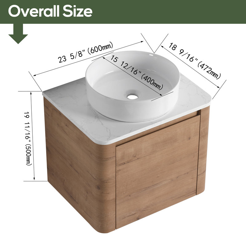 Meuble-lavabo simple 24 po avec plateau en pierre reconstituée 24 po