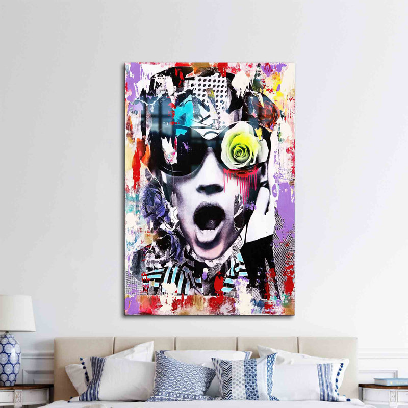 «Abstract Graffiti Woman», art mural imprimé sur verre pour décoration intérieure moderne et présentation artistique
