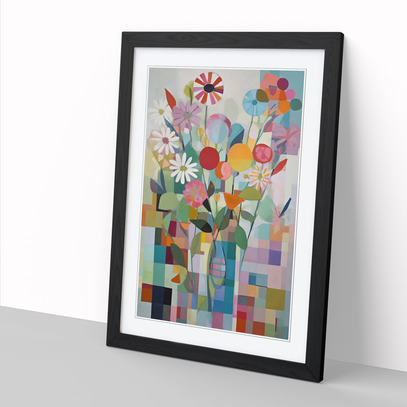 Modern Flowers Orphism Vol.4 - Picture Frame Print, Black, 64cm H x 46cm W x 2cm D