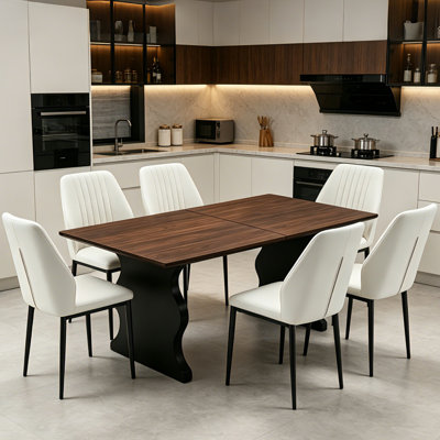  Table de salle à manger extensible avec chaises rembourrées Kincannon