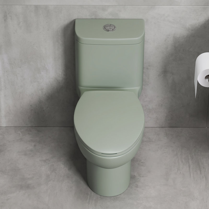 Toilette allongée une pièce à double chasse en vert, Green