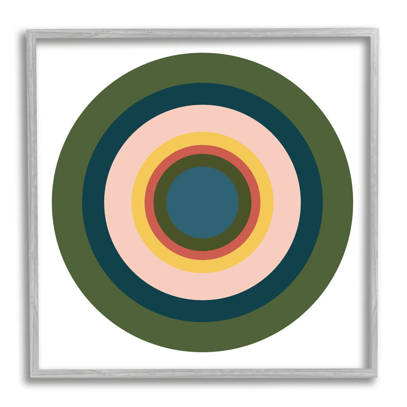 Cercles verts en sourdine, impression sur bois, H 17 po x l 17 po x P 1,5 po, Estampe numérique Farmhouse
