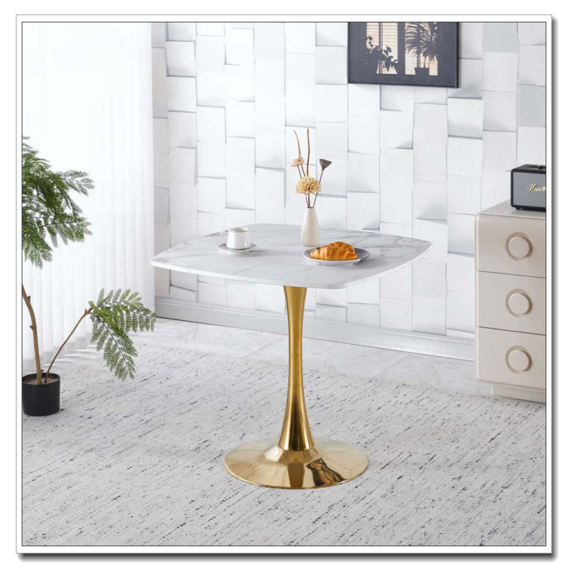 Table de salle à manger 31,5 "SquareTulip, H 28,93 po x L 31,5 po x l 31,5 po, Blanc
